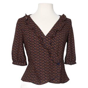 Abound Floral Top Size Small Womens Wrap Short Sleeve Ruffle